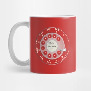 Vintage Retro Red Phone Rotary Dial Funny Phone Number Mug